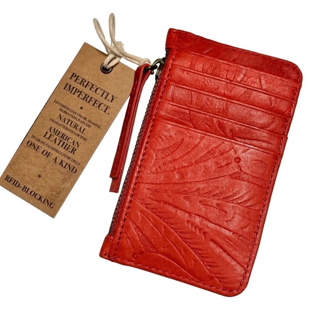 American Leather Co Liberty Wallet Tandoori Tooled Red Leather RFID ALC2310 - Picture 5 of 7